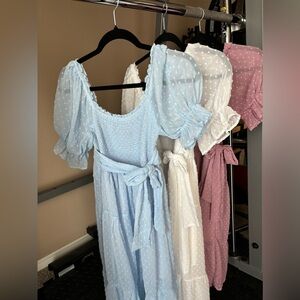 Merokeety Swiss Dot Dress in Blue